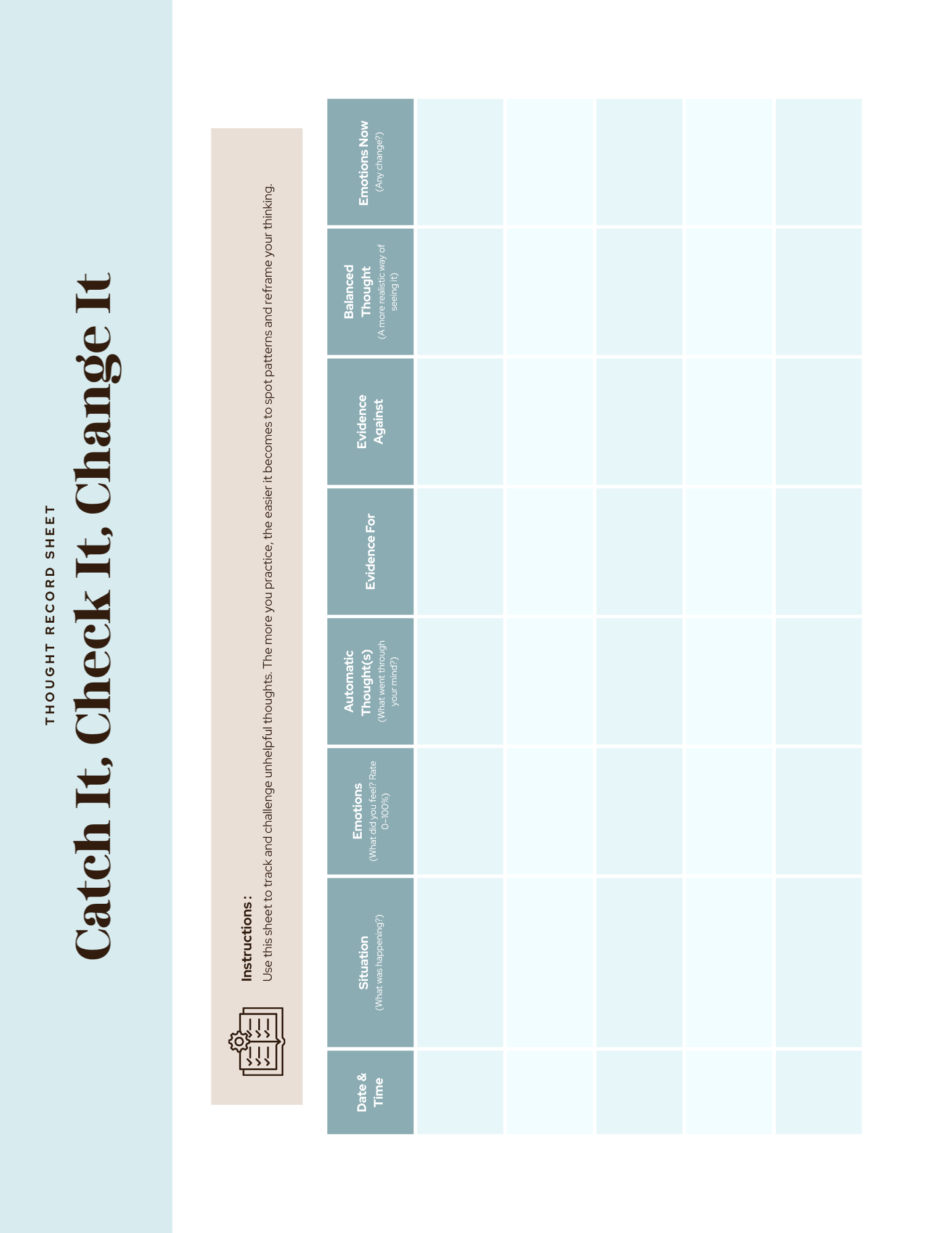 Cognitive Behavioral Therapy Worksheets
