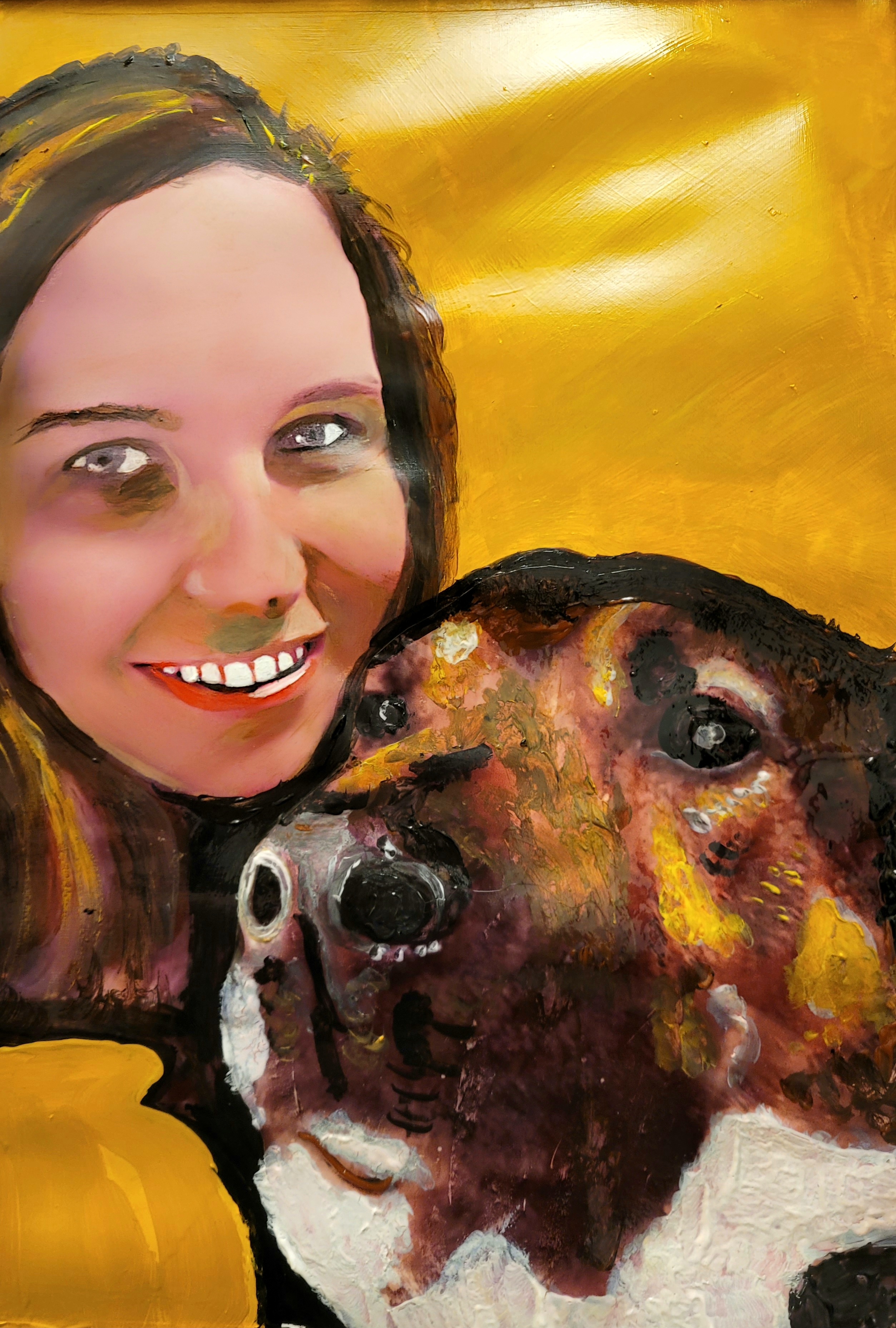 Annmarie with dog picture to painting