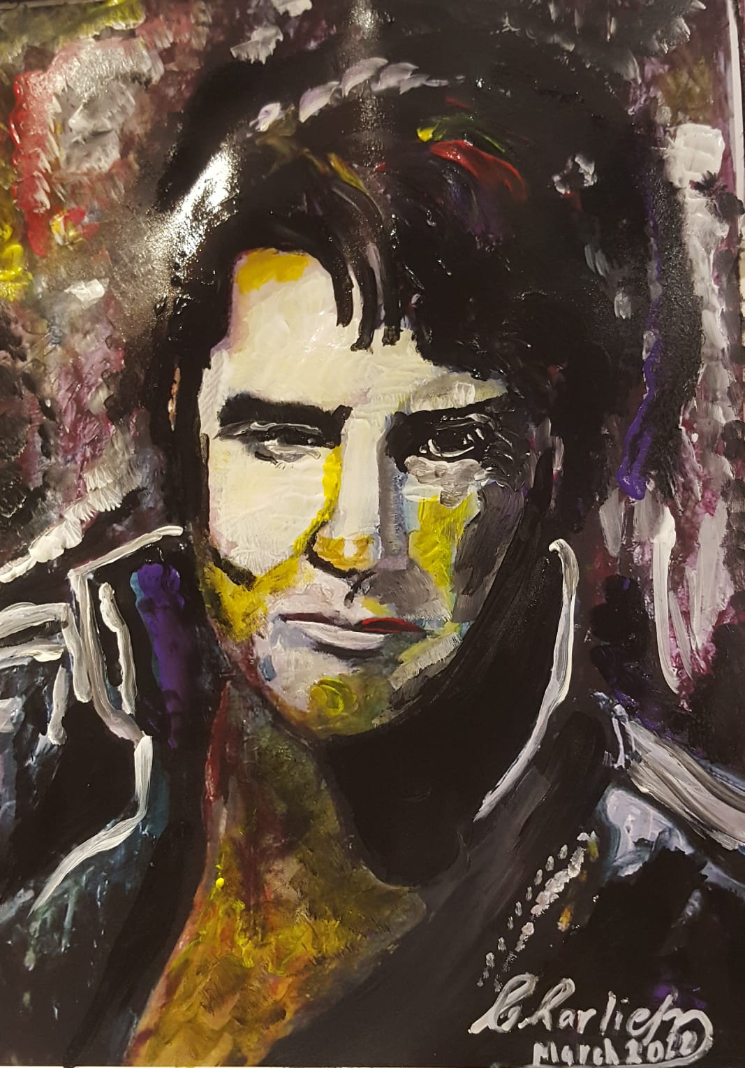 Original Abstract Portrait Painting Elvis