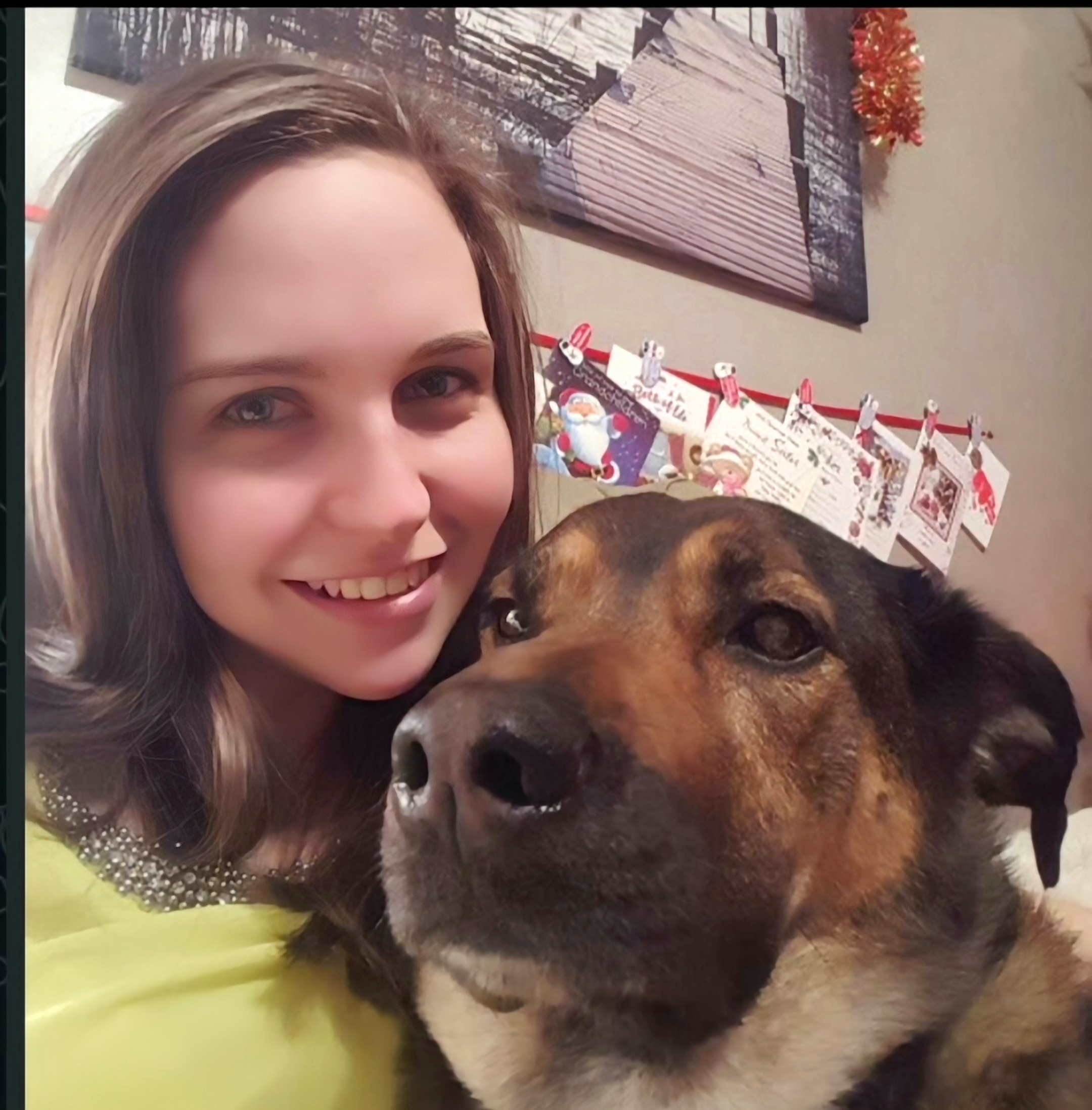 Annmarie with dog picture to painting