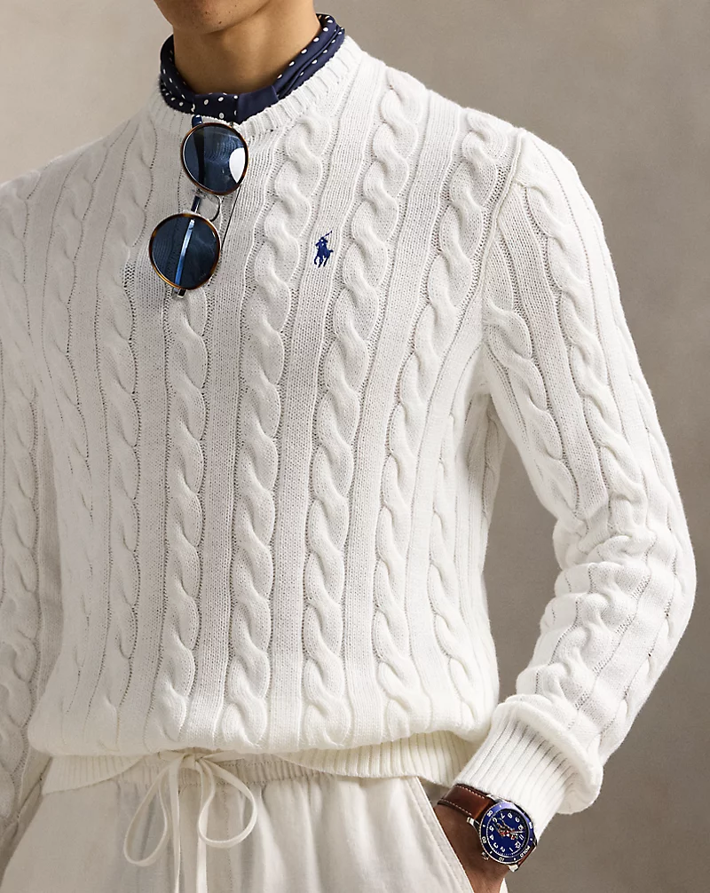 White Knit- Polo Pullover