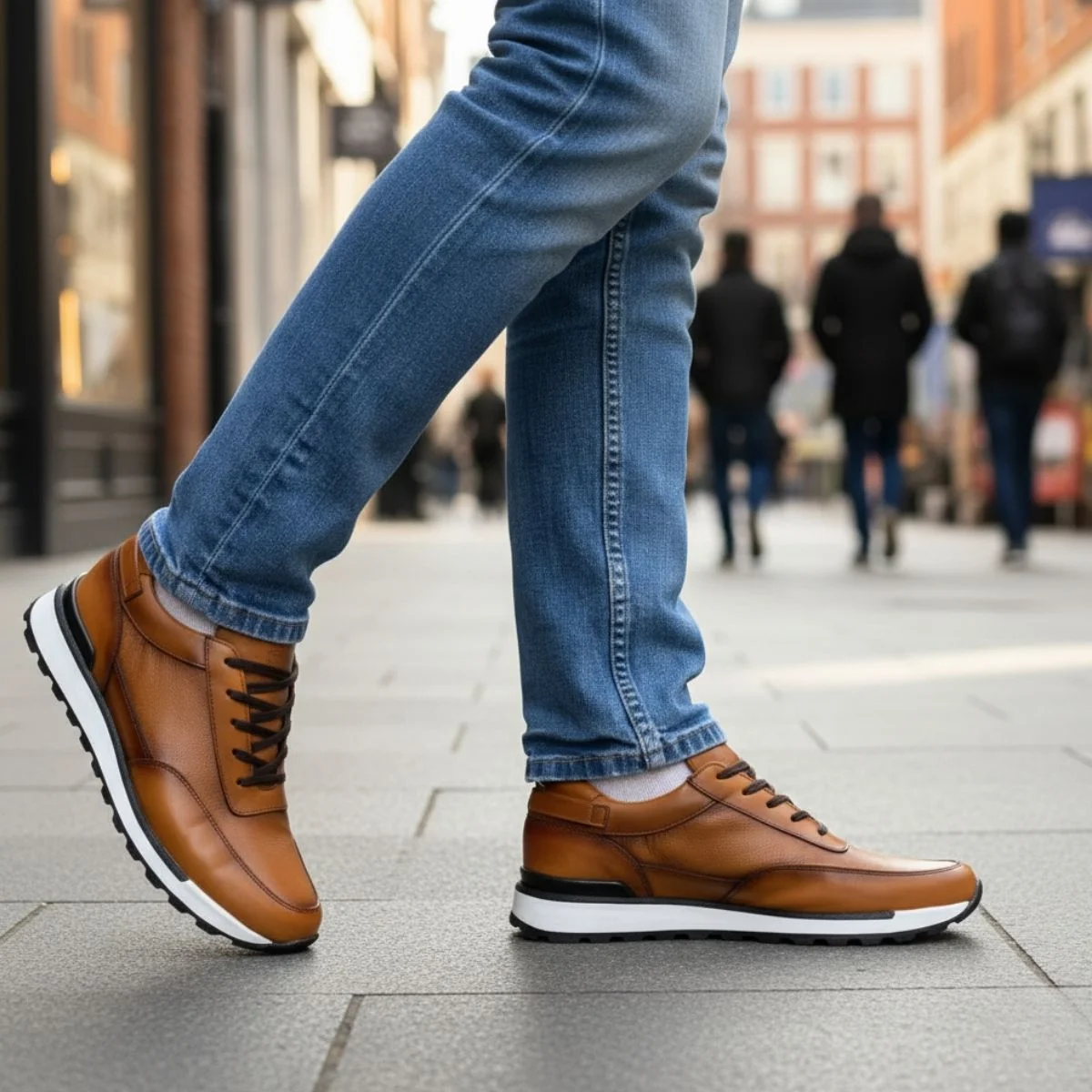 Tenis completamente de piel Miel Sombreado