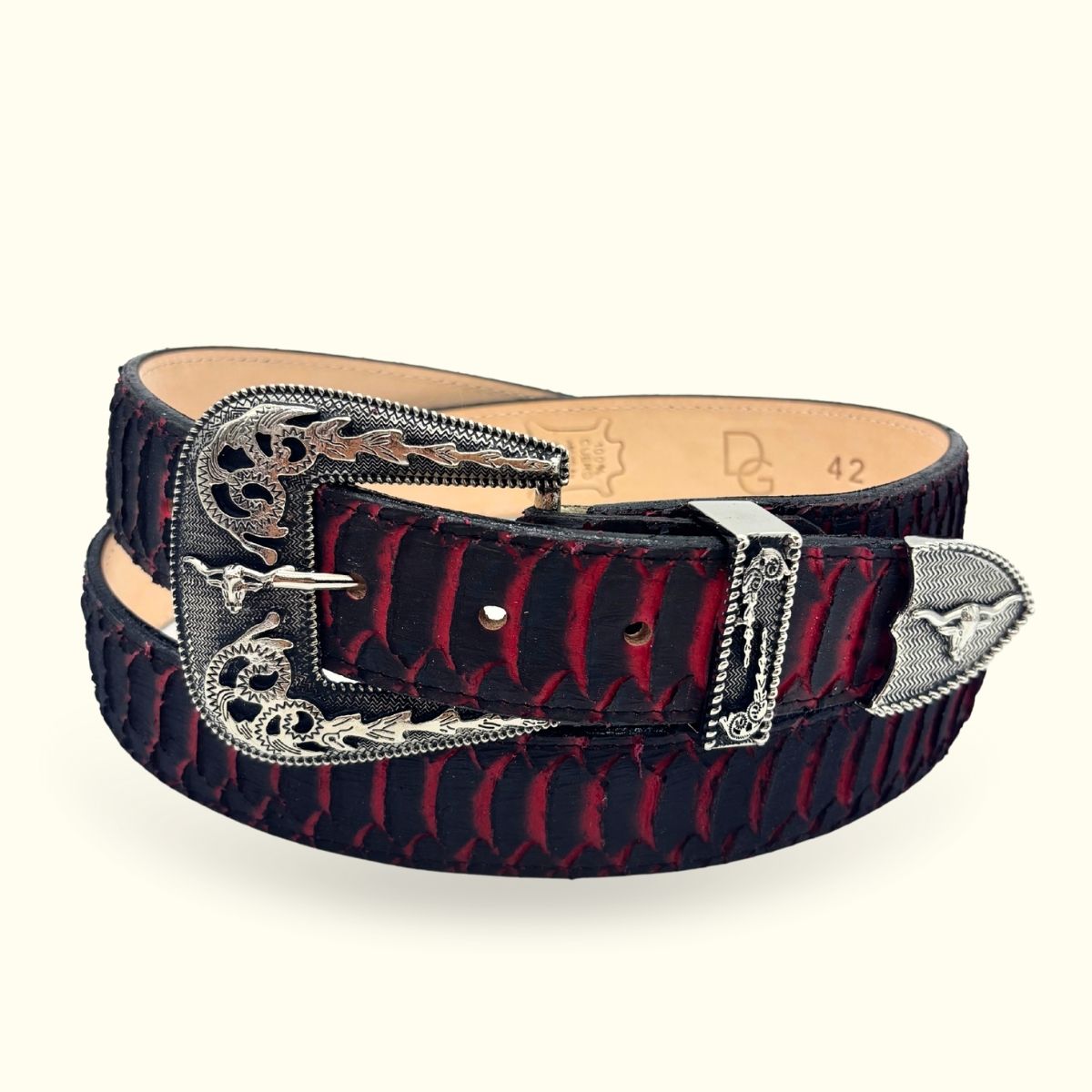 Cinturón Pitón Negro-Rojo