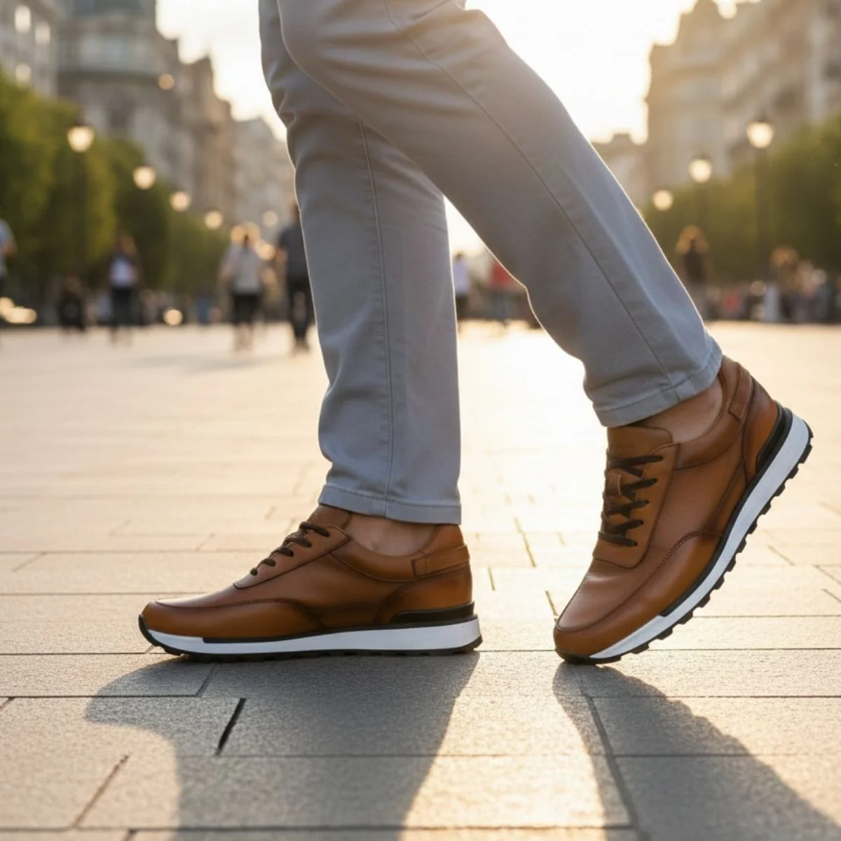 Tenis completamente de piel Miel Sombreado