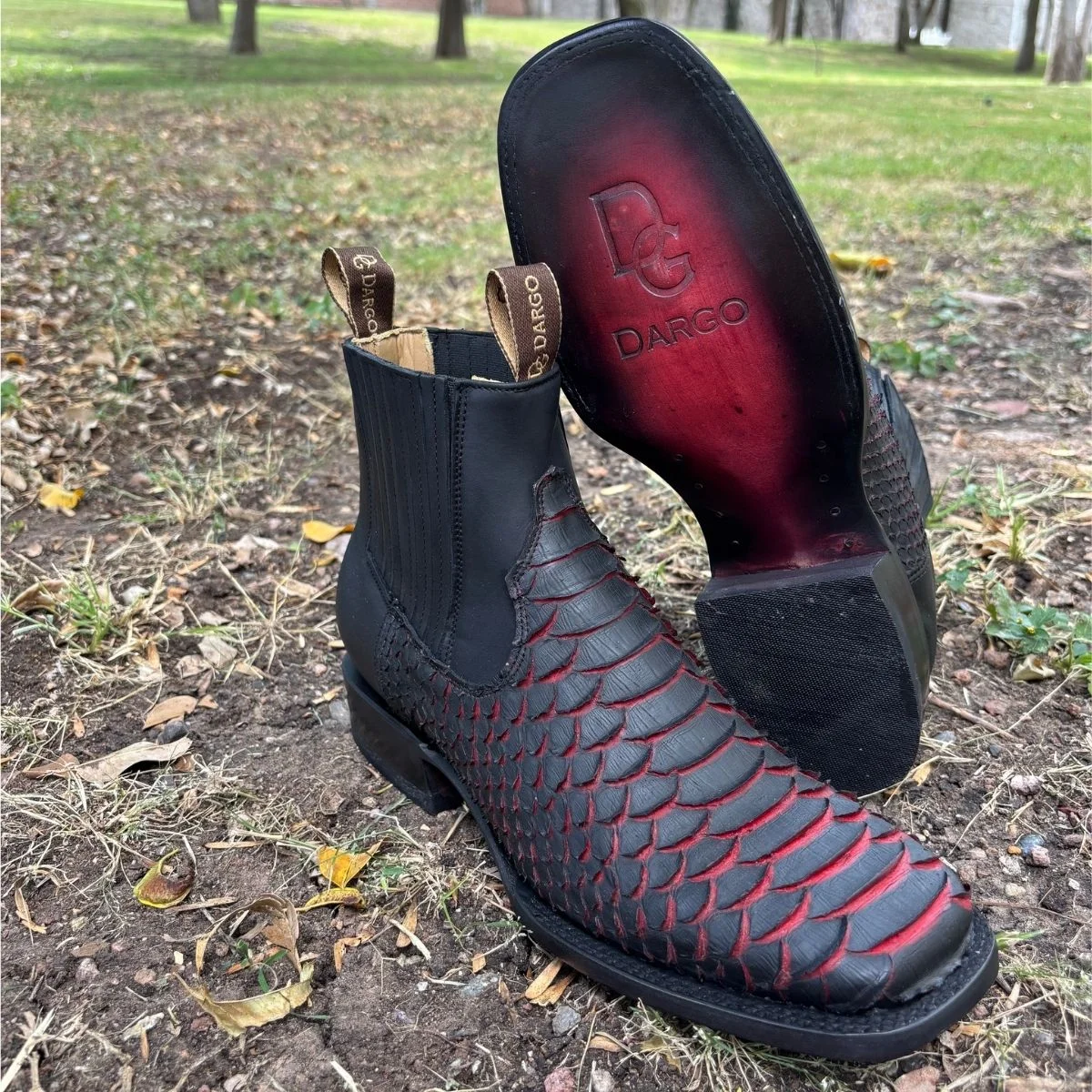 Botín Pitón Negro/Rojo