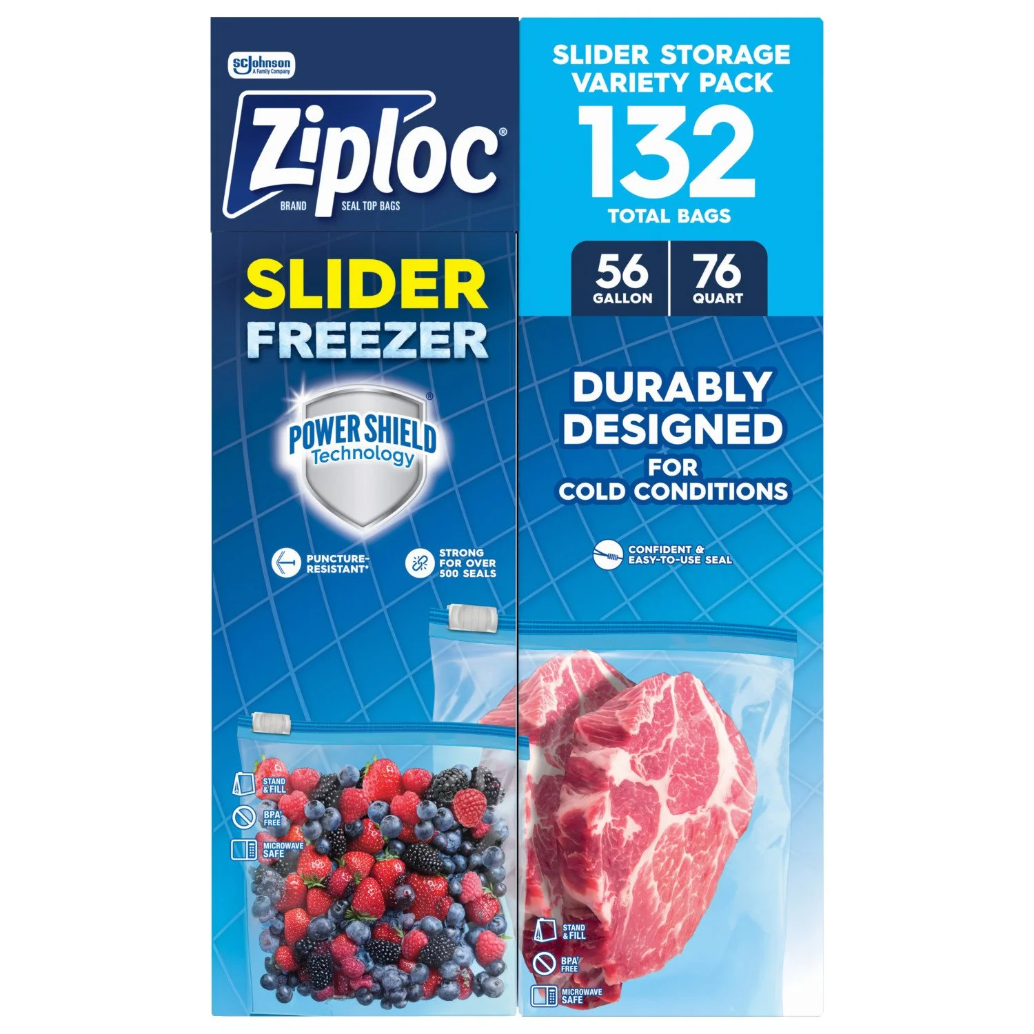 Ziploc Slider Freezer Bags Variety Pack
