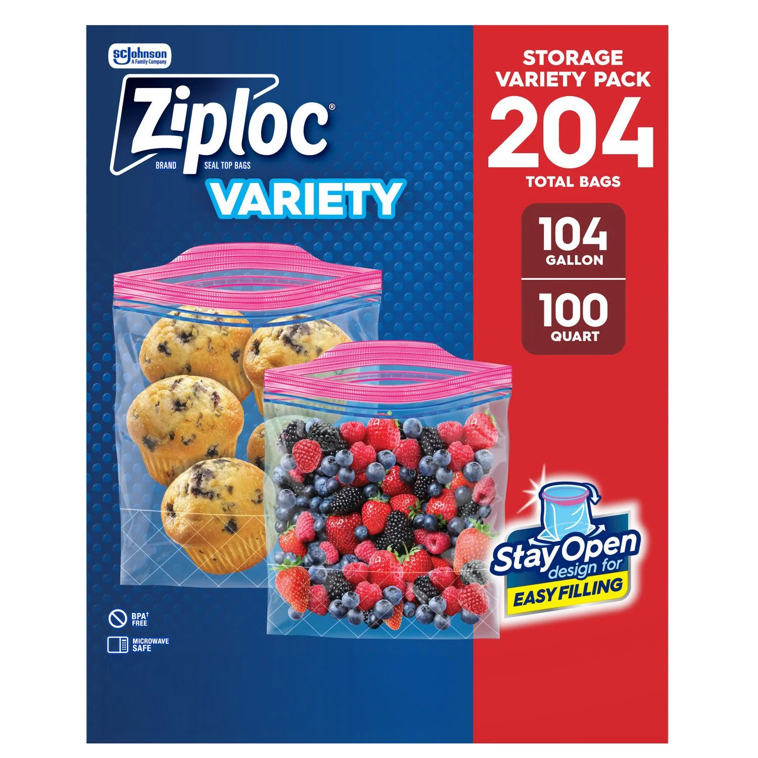 Ziploc Storage Variety Pack, 204 Bags