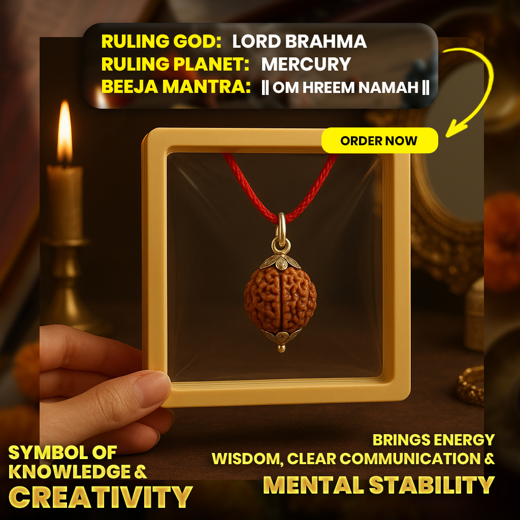 4 Mukhi Mantra Siddha Nepali Rudraksha - Lab Certified
