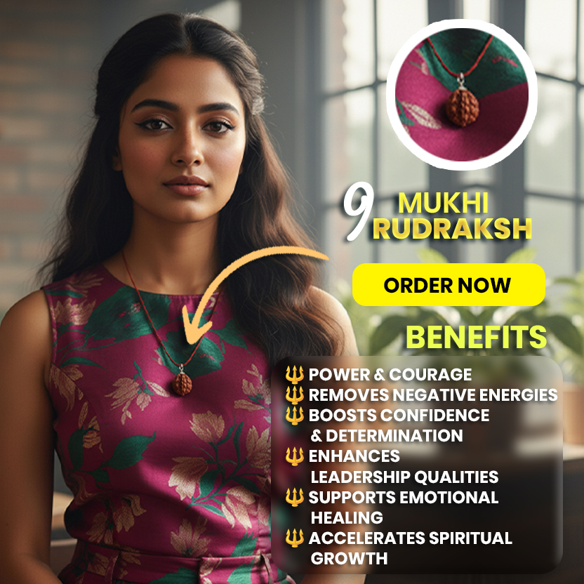 9 Mukhi Mantra Siddha Rudraksha - Lab Certified