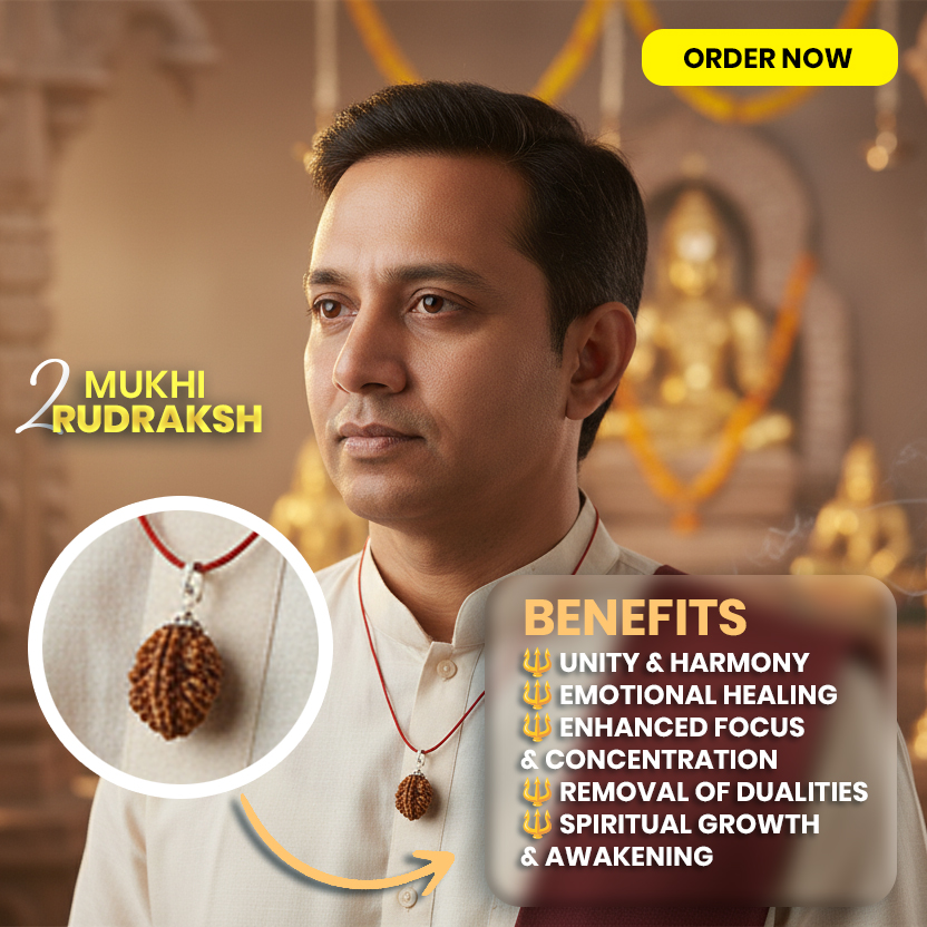 2 Mukhi Mantra Siddha Rudraksha - Lab Certified