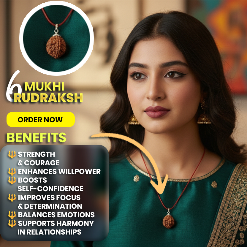 6 Mukhi Mantra Siddha Rudraksha - Lab Certified