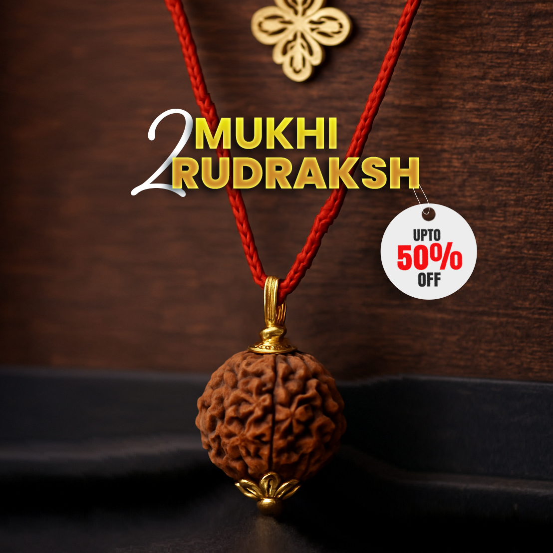2 Mukhi Mantra Siddha Rudraksha - Lab Certified
