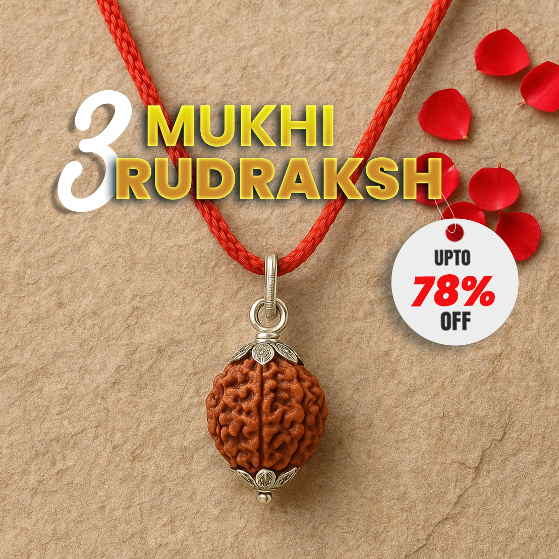 3 Mukhi Mantra Siddha Nepali Rudraksha (Free) - Lab Certified