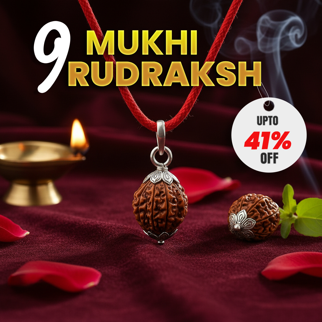 9 Mukhi Mantra Siddha Rudraksha - Lab Certified