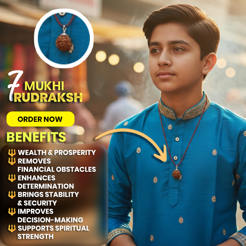 7 Mukhi Mantra Siddha Nepali Rudraksha - Lab Certified