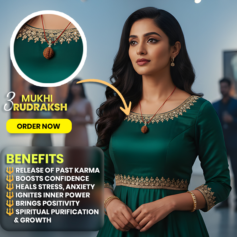 3 Mukhi Mantra Siddha Nepali Rudraksha (Free) - Lab Certified