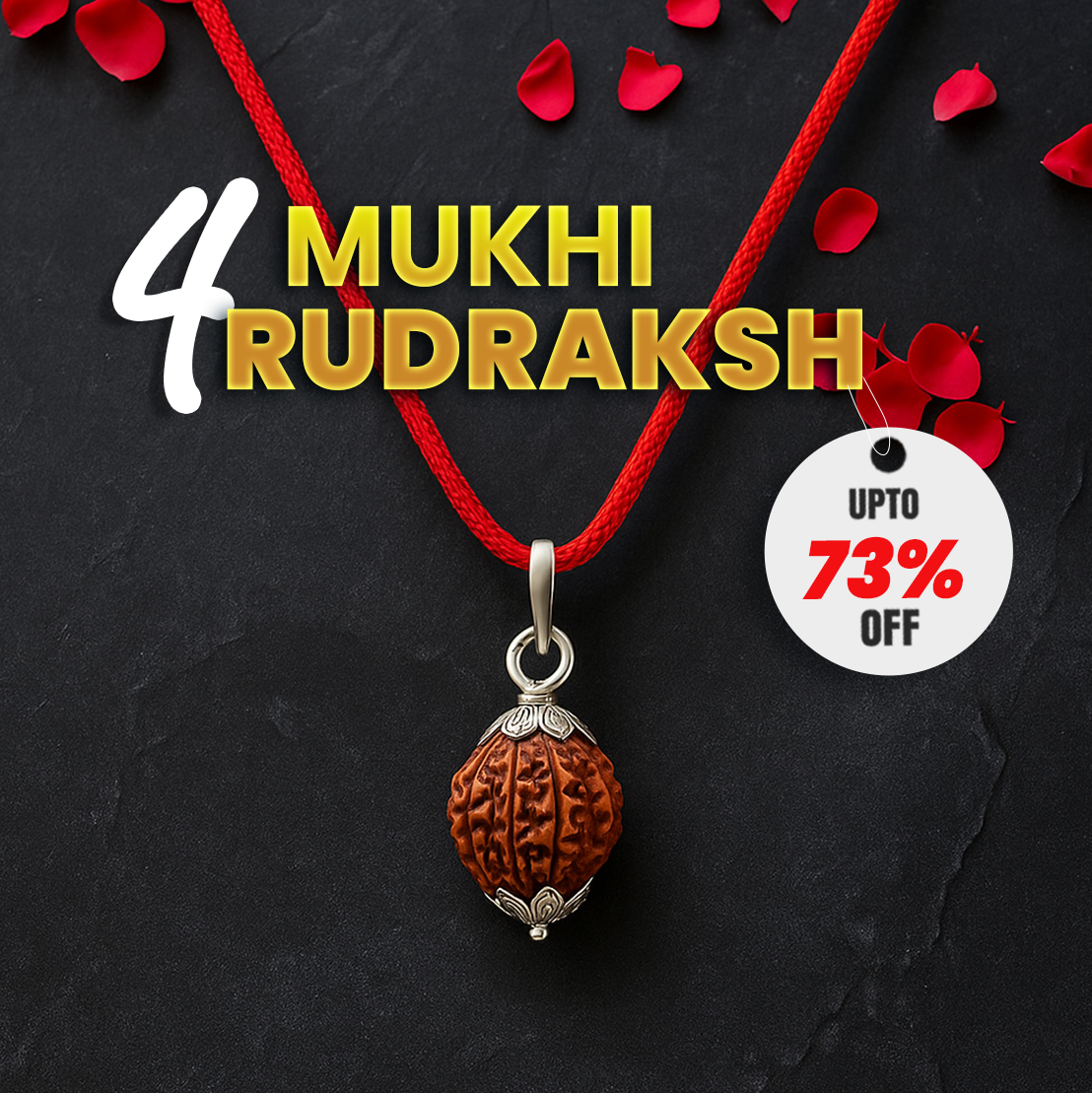 4 Mukhi Mantra Siddha Nepali Rudraksha - Lab Certified