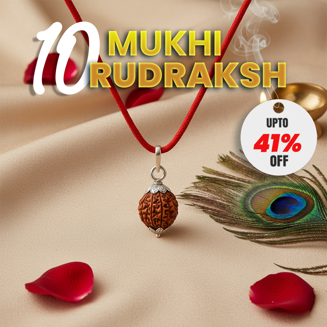 10 Mukhi Mantra Siddha Rudraksha - Lab Certified