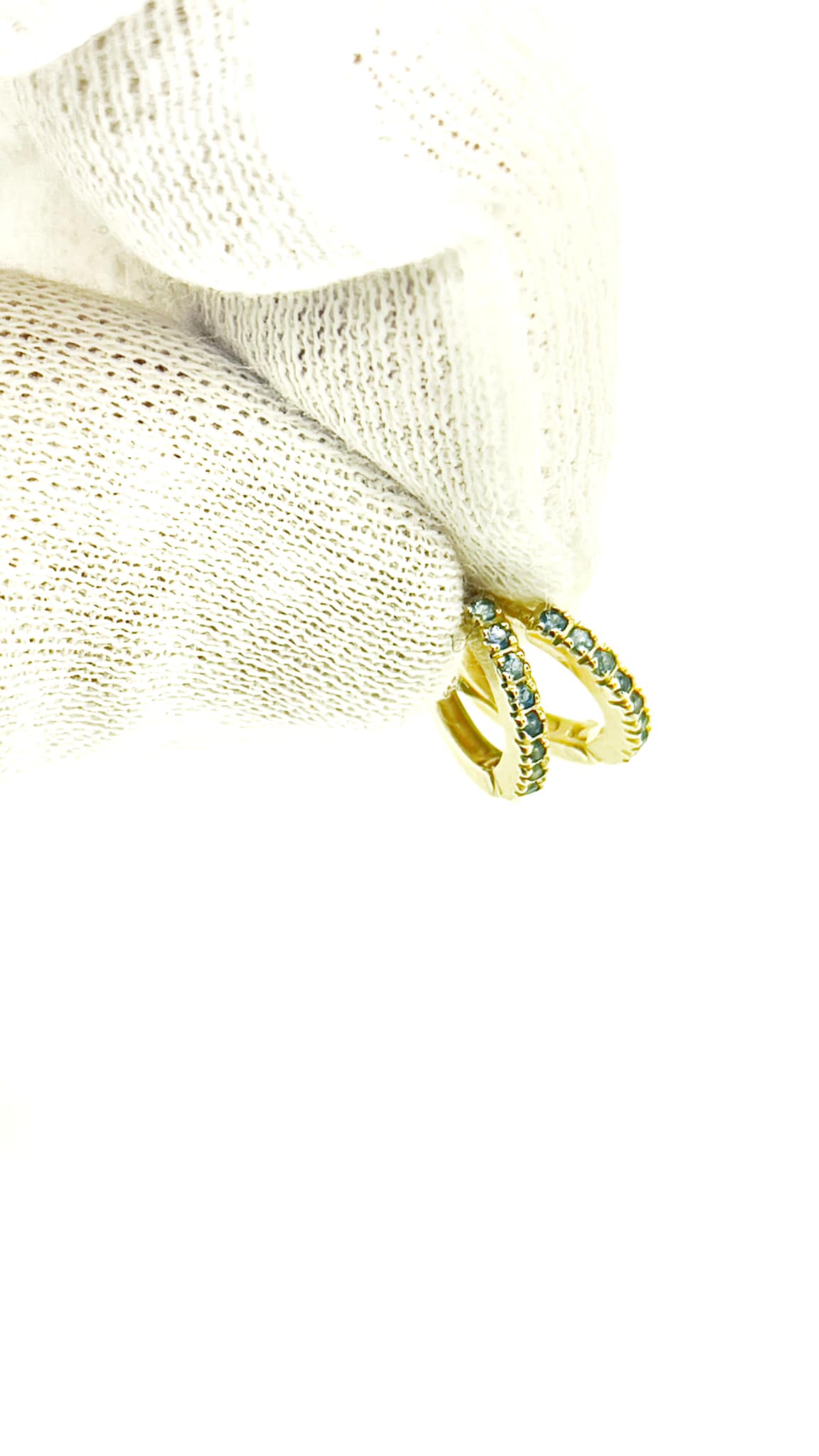Gold Hoop Earrings with Green Natural Sapphires AUSK_001