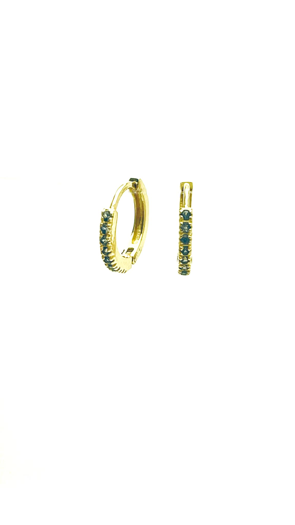Gold Hoop Earrings with Green Natural Sapphires AUSK_001