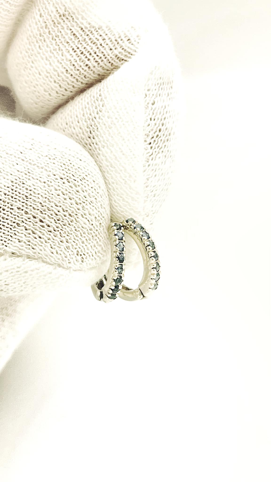 Diamond Encrusted Hoop Earring with natural blue Sapphires AUSK_003