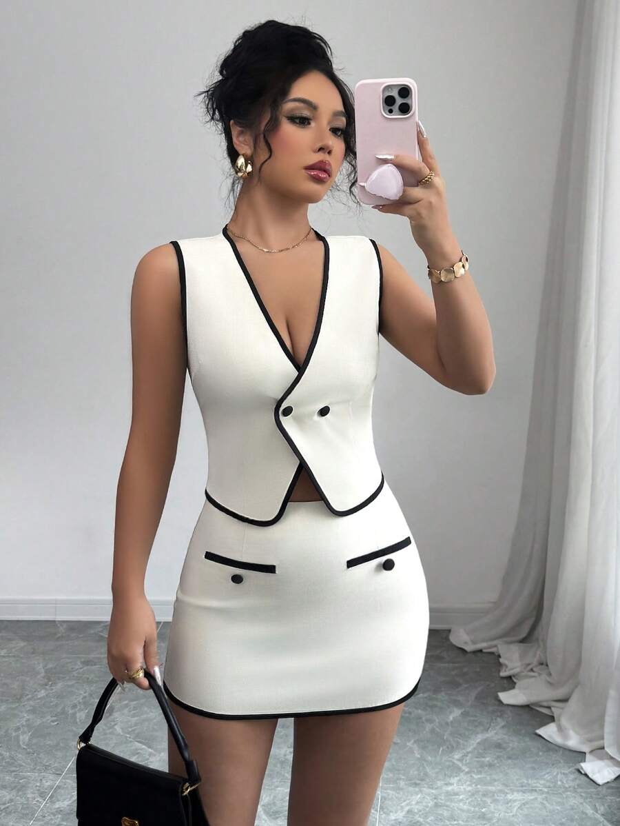 Conjunto elegante blanco y negro