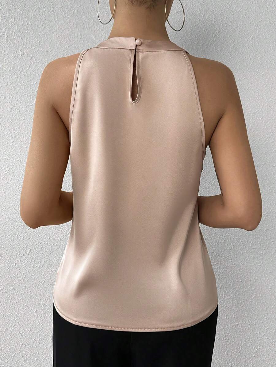 Blusa satinada sin mangas