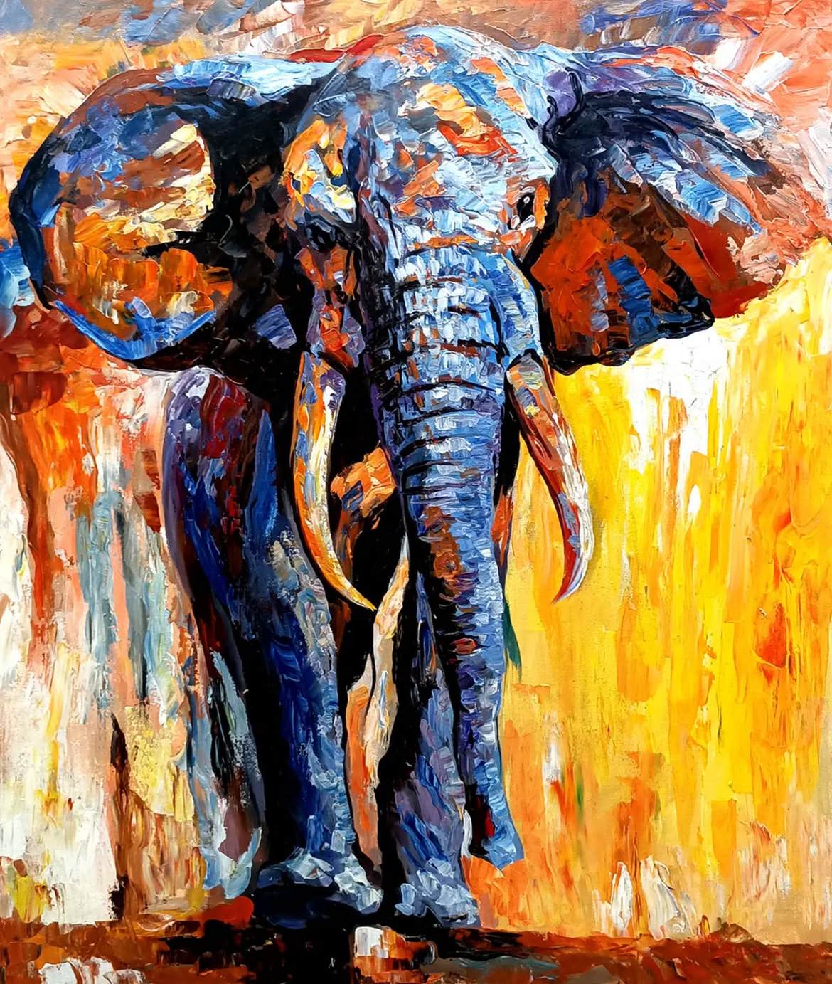 Colorful Elephant Oil Painting