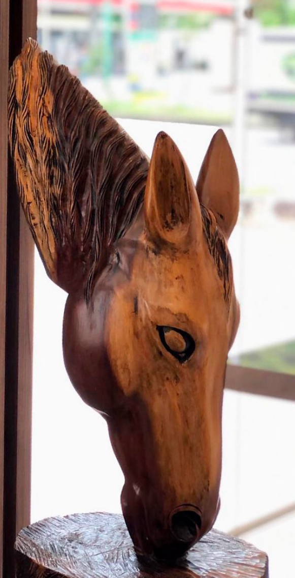 Hand-carved Wooden Horse Head Sculpture