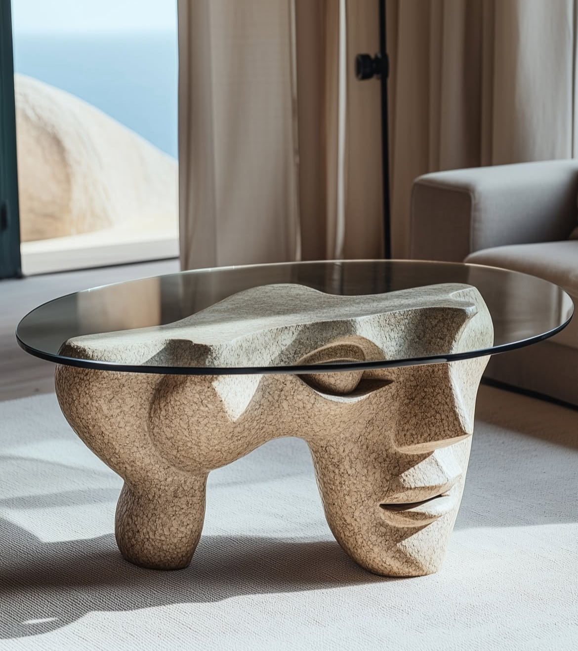 Modern Sculptural Glass Coffee Table