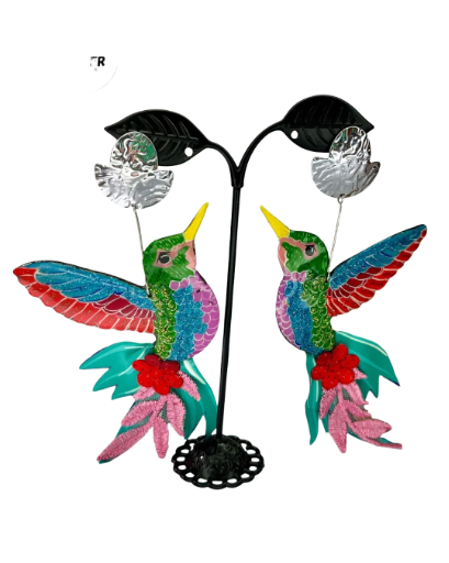 Colibríes decorativos de metal