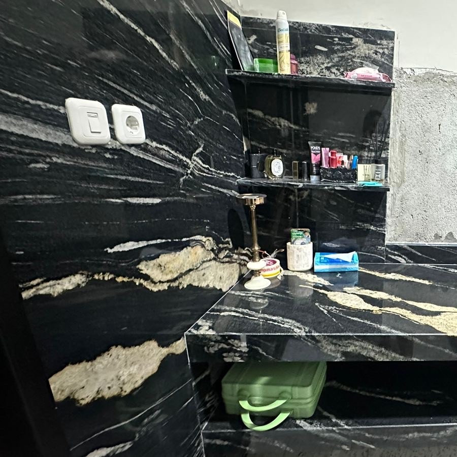 Top Table Wastafel Granit Titanium Gold