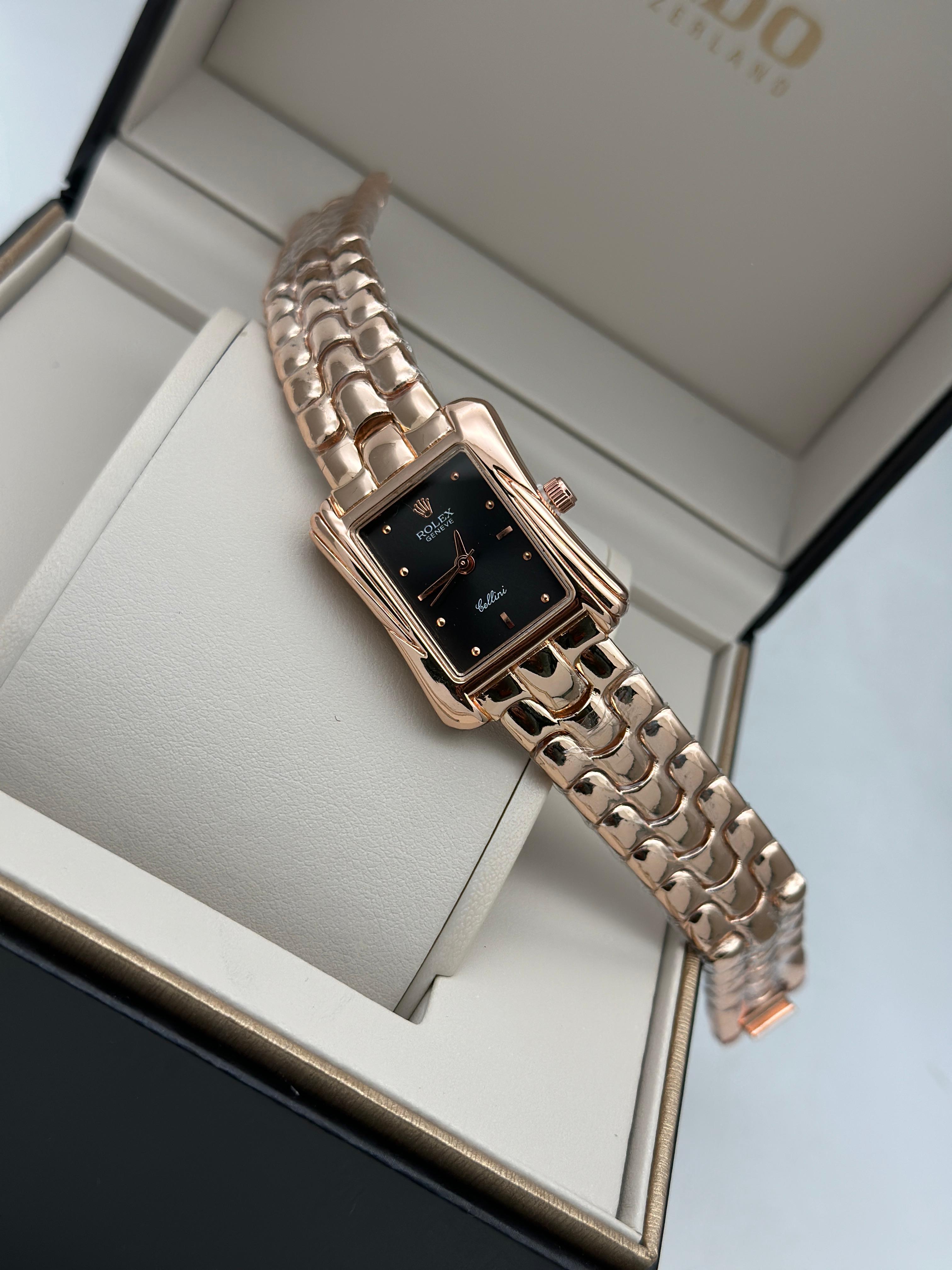 Ro lex Rose Gold Square Women's Watch