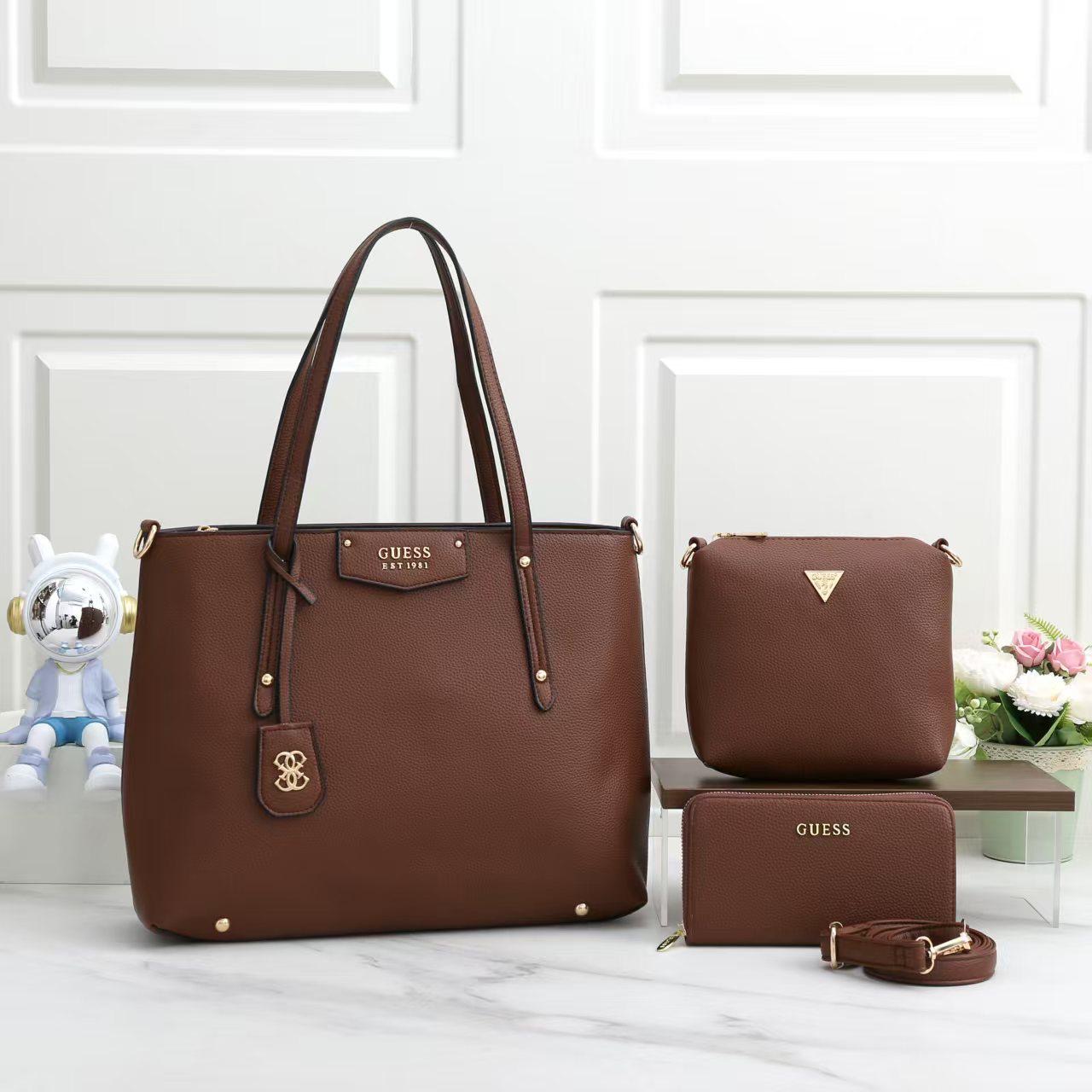 Gess Brown Monogram Tote Bag Set