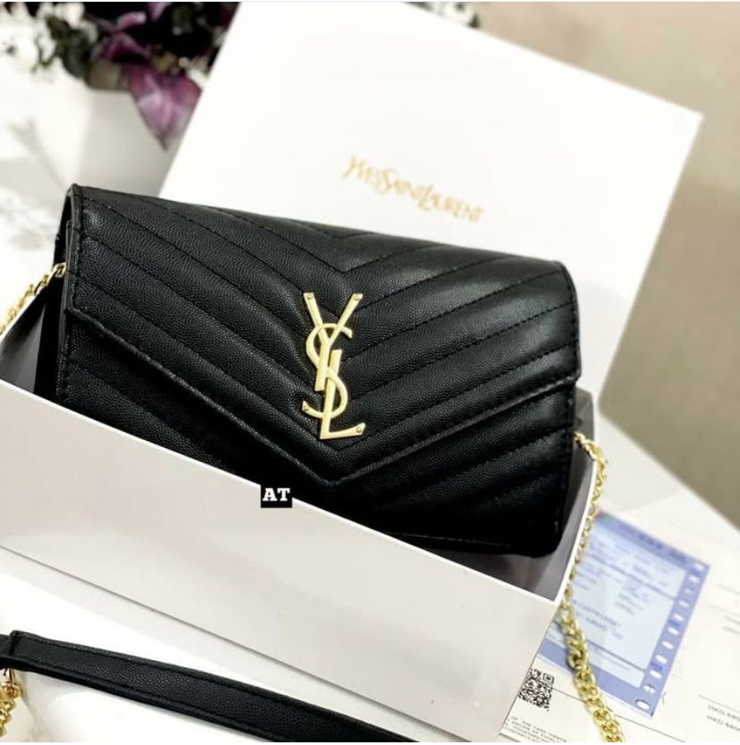  Saint Laurent Purple Quilted Leather Shoulder Bag