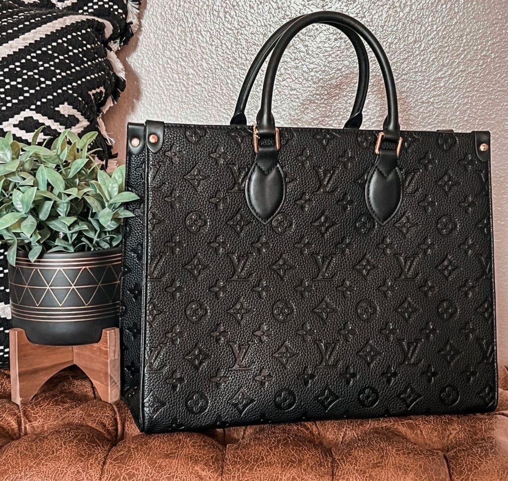 Louis Vuitton Black Embossed Leather Tote