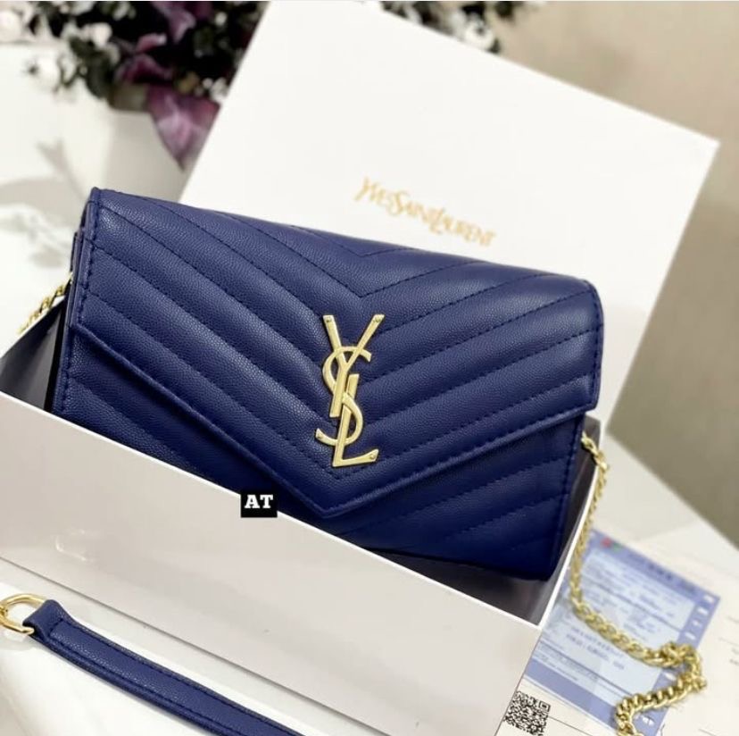  Saint Laurent Purple Quilted Leather Shoulder Bag