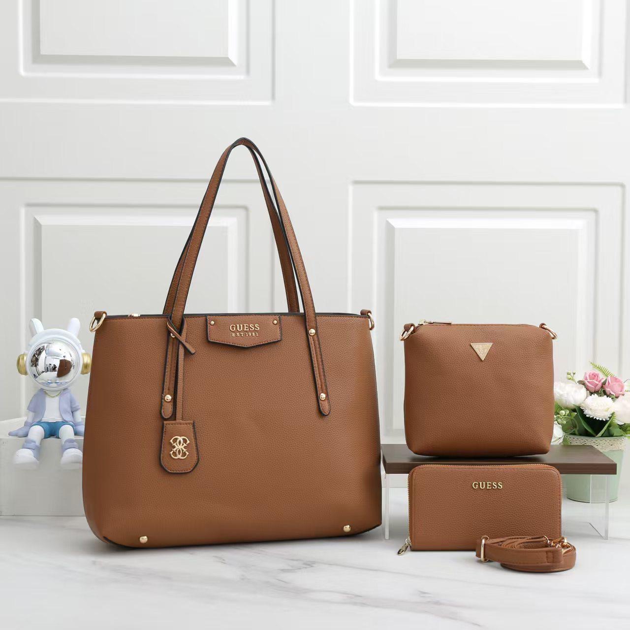 Gess Brown Monogram Tote Bag Set
