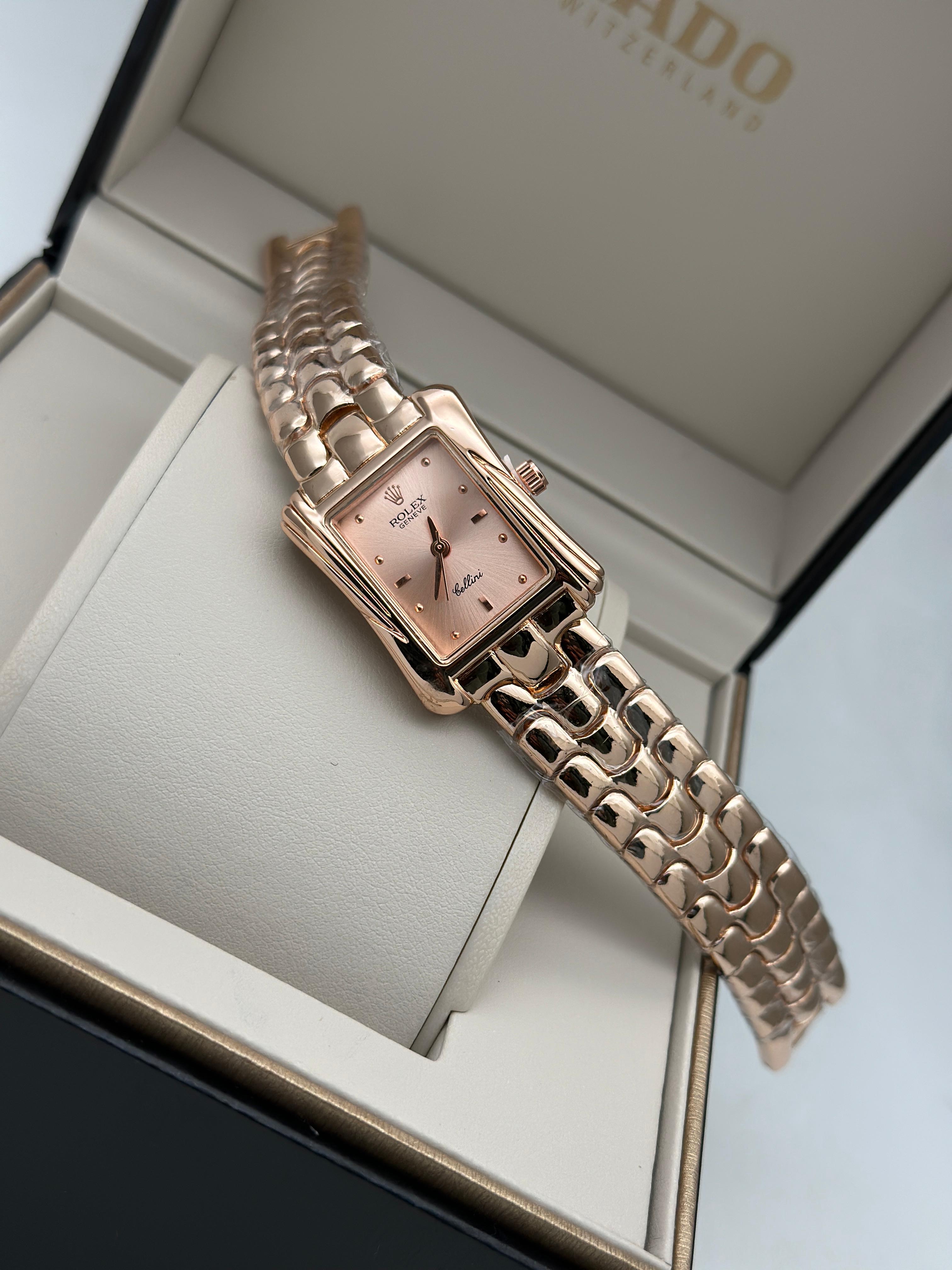 Ro lex Rose Gold Square Women's Watch