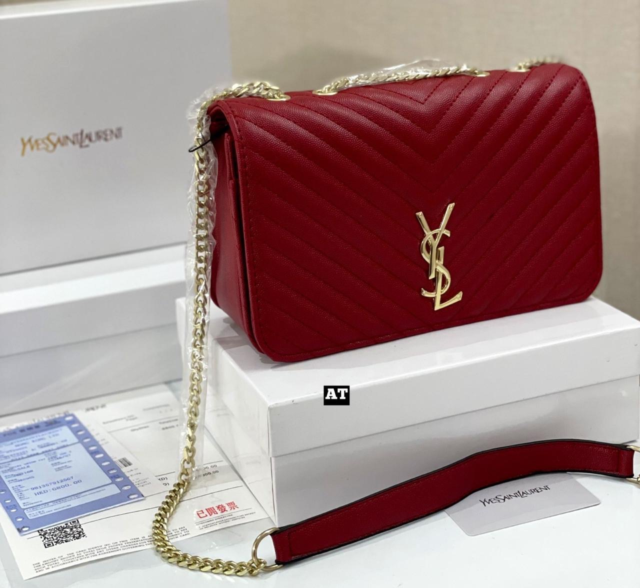 Yves Saint Laurent Red Quilted Shoulder Bag