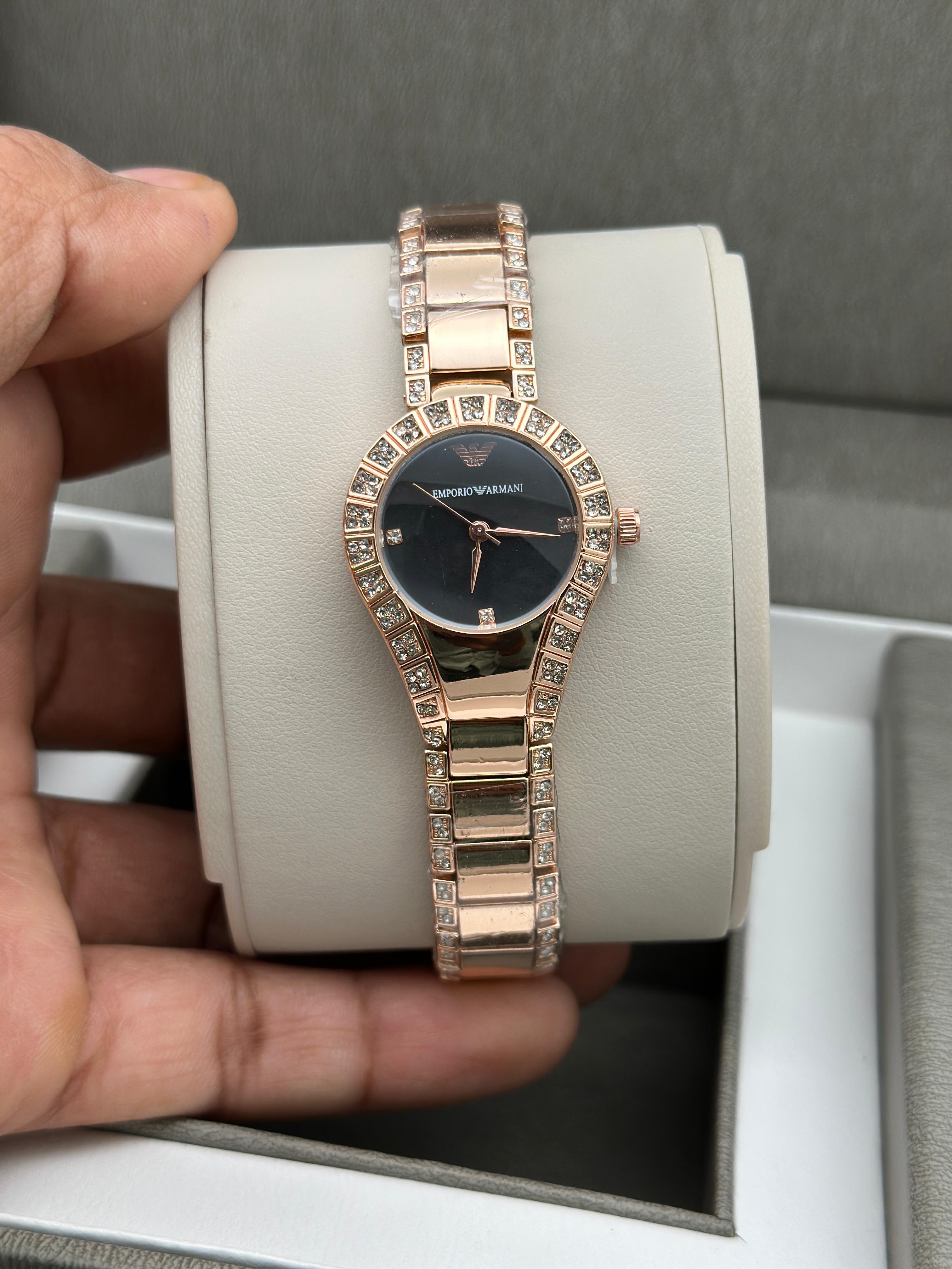 Em porio Arm ani Ladies Rose Gold Watch