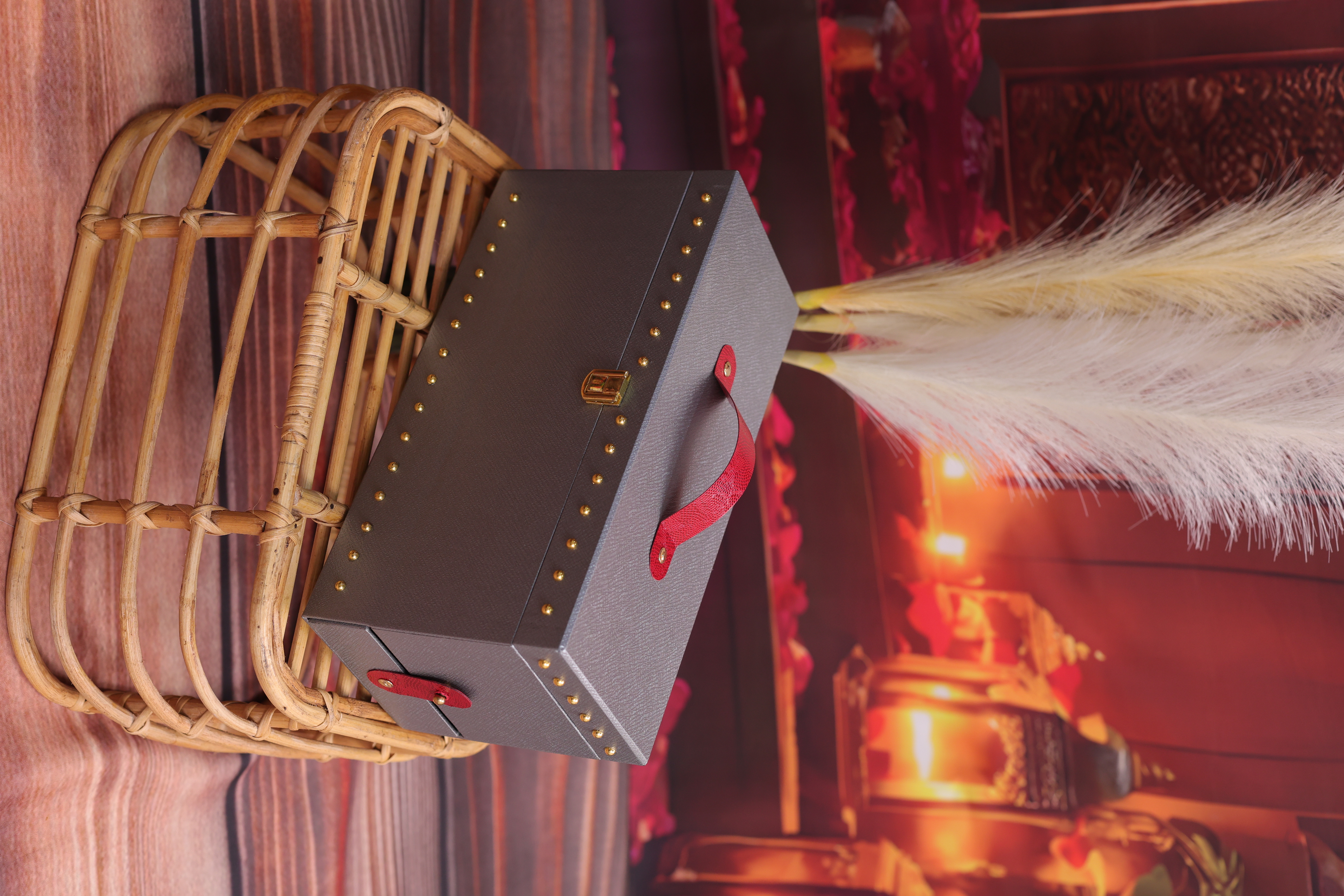 Grey Gift Box with Red Handle