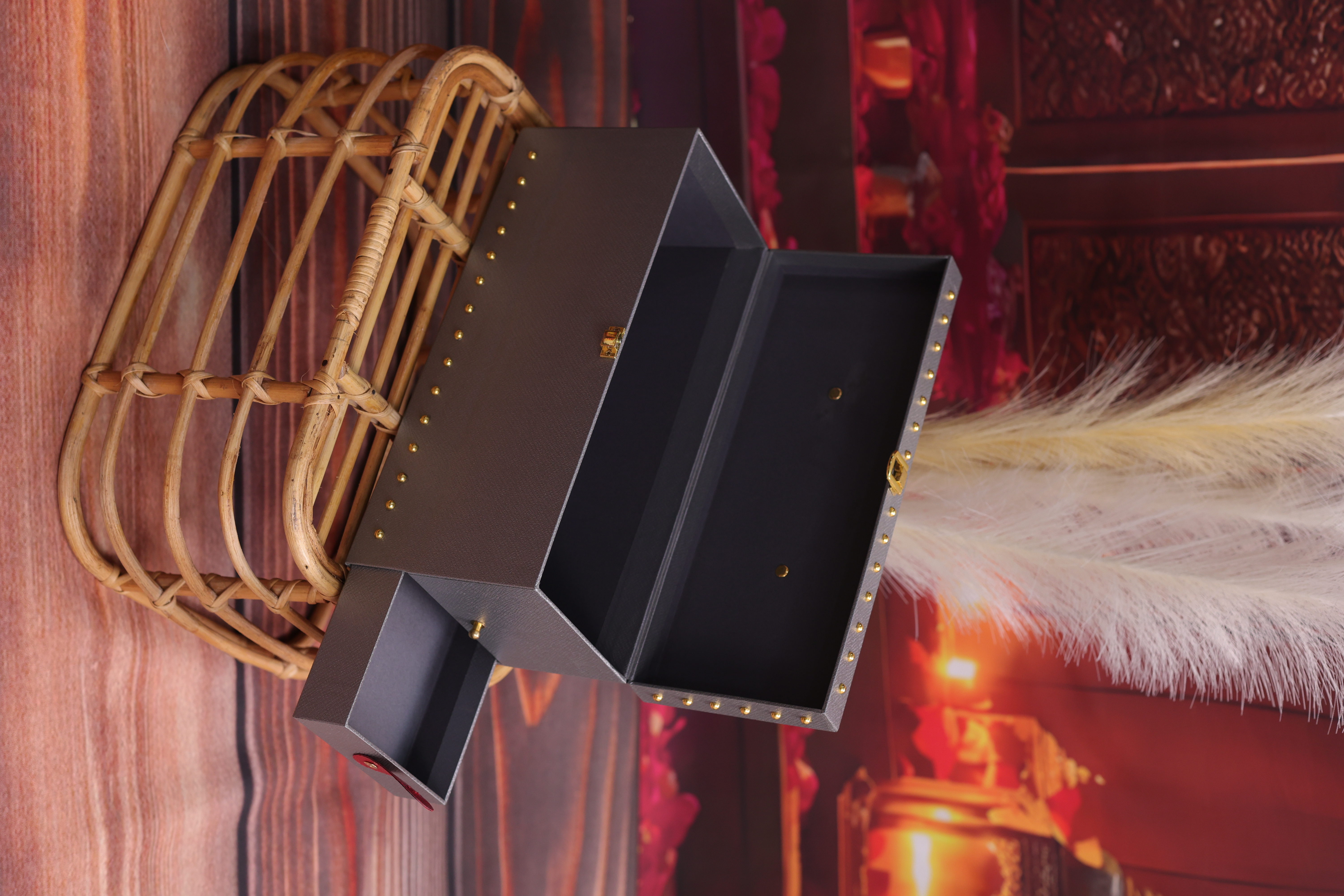 Grey Gift Box with Red Handle