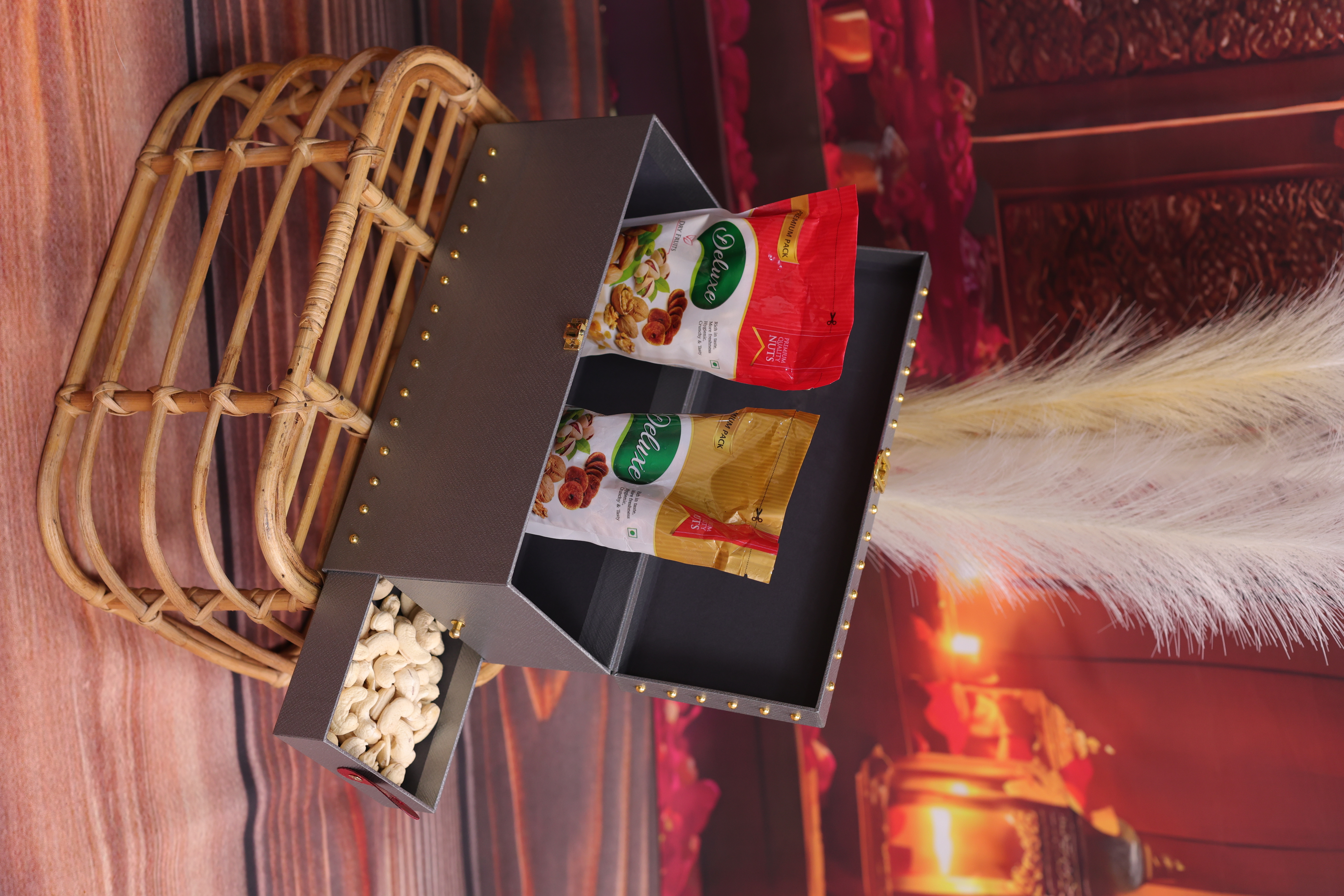 Grey Gift Box with Red Handle