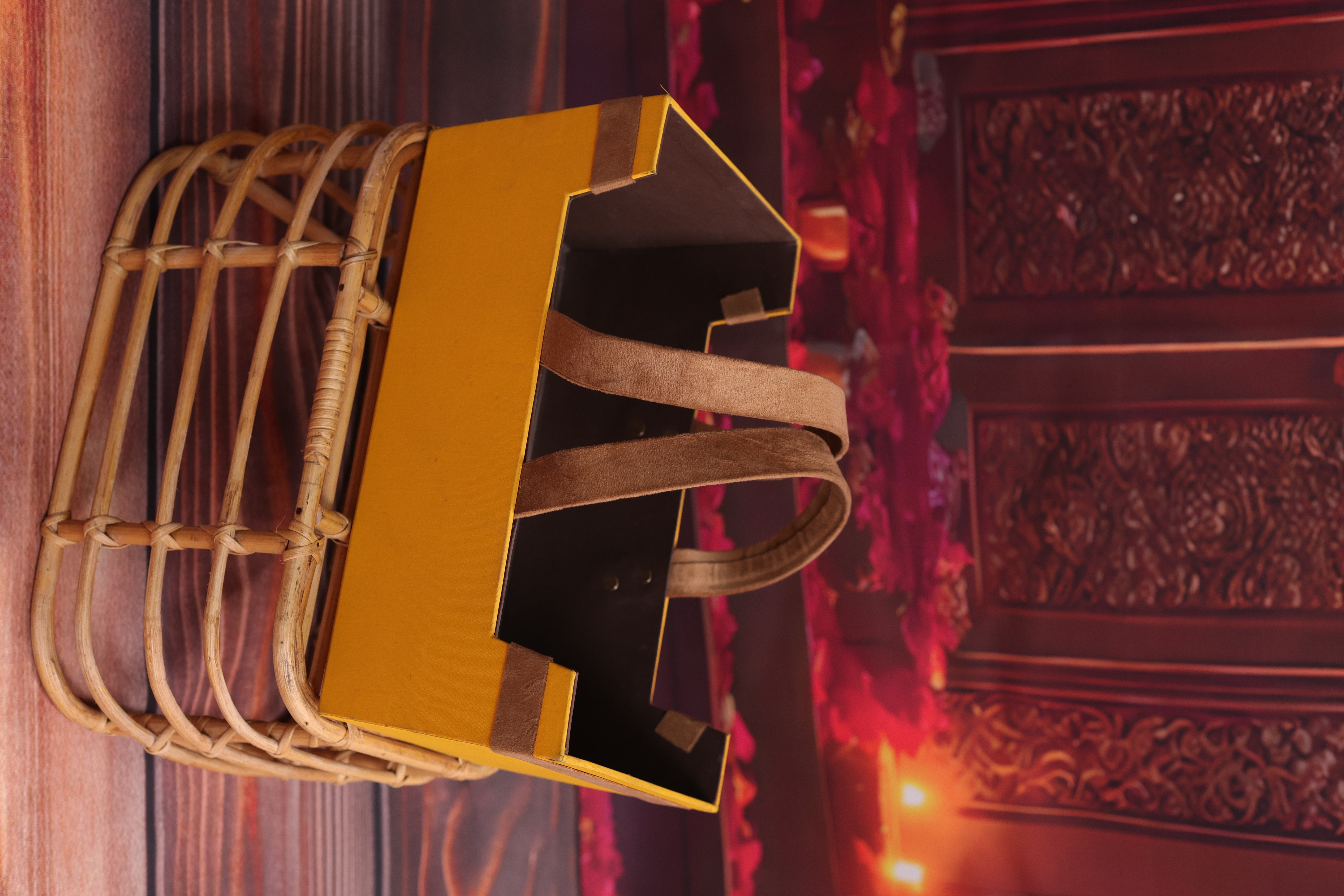 Rectangular Yellow Gift Basket