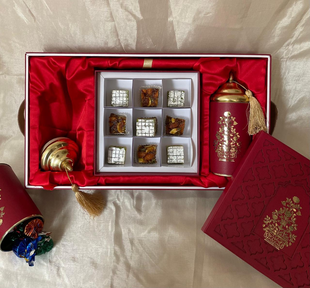 Red Box with Compartment and Jar