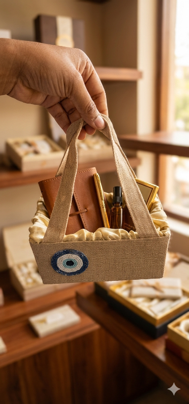 The Evil Eye Jute Basket