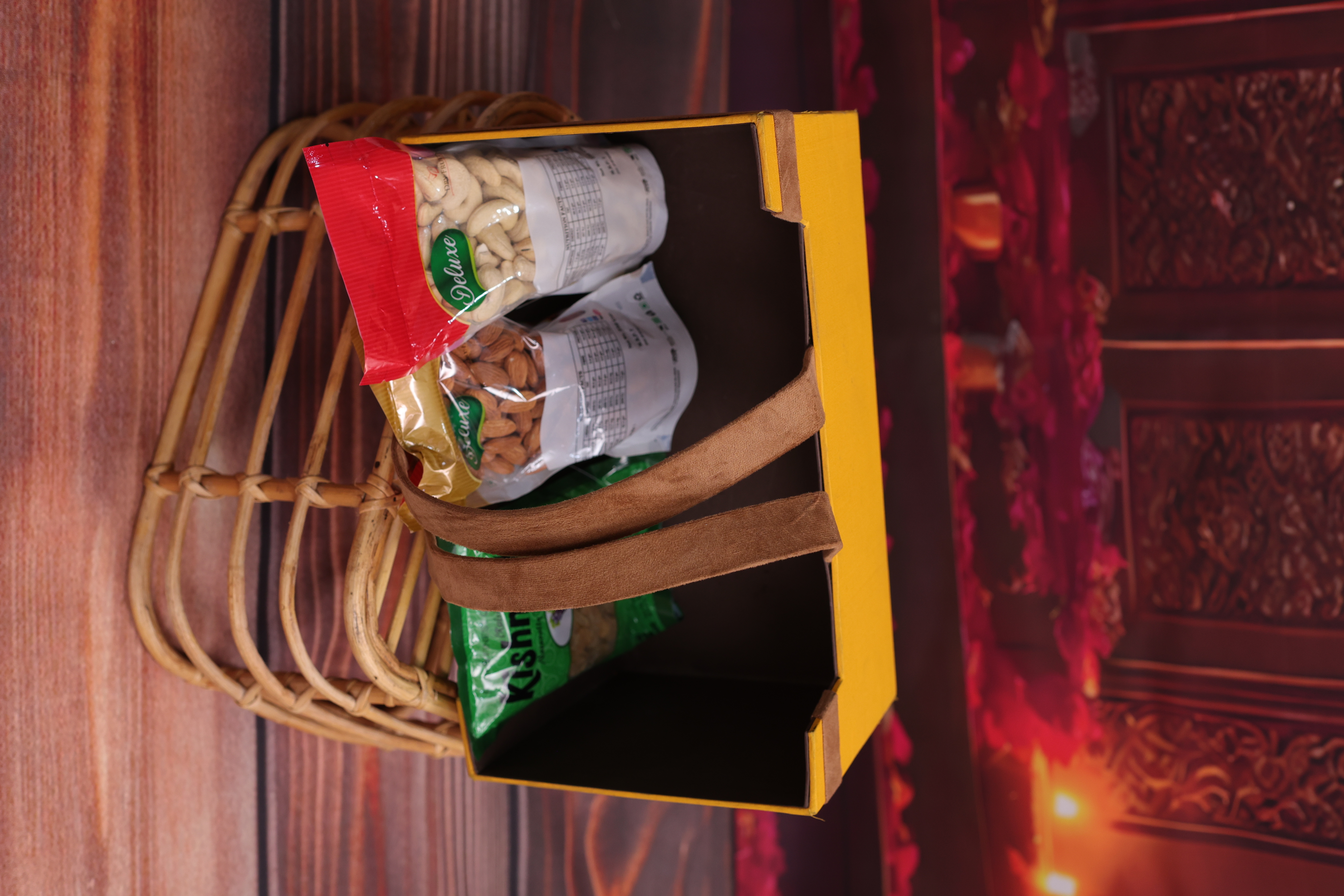 Rectangular Yellow Gift Basket