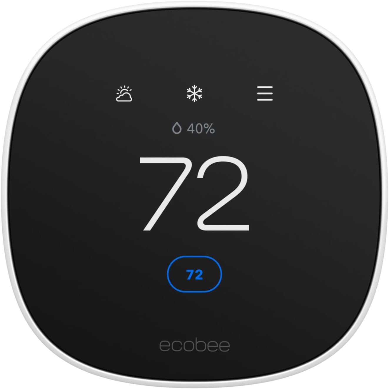 Ecobee Smart Thermostat Essential - Energy Star Certified programmable Wi-Fi Thermostat - Works with Siri, Alexa, and Google Assistant