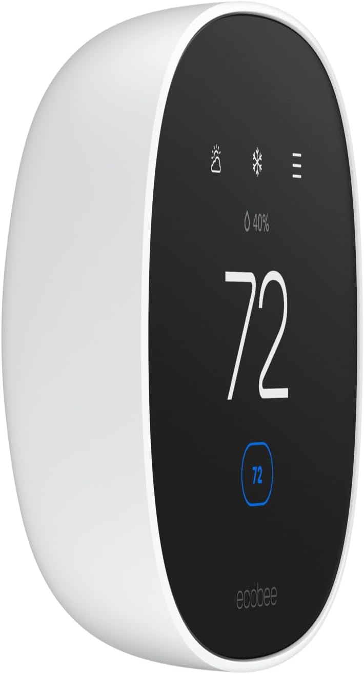 Ecobee Smart Thermostat Essential - Energy Star Certified programmable Wi-Fi Thermostat - Works with Siri, Alexa, and Google Assistant